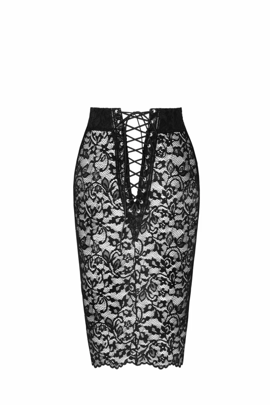 Спідниця Noir Handmade F302 Ambivalence, M, black, мереживо, довжина за коліна, шнурівка ззаду