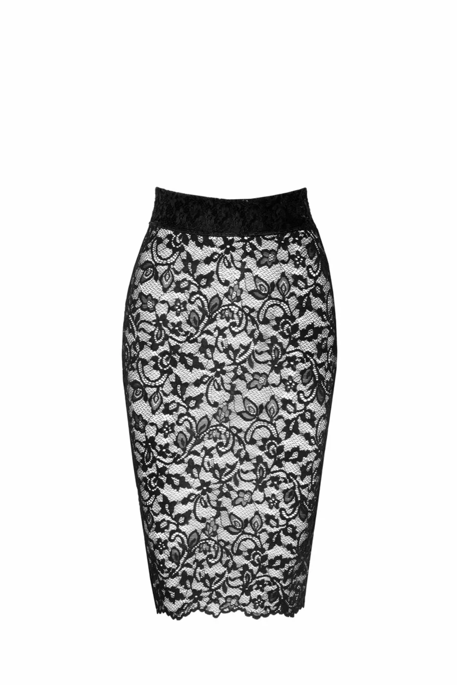 Спідниця Noir Handmade F302 Ambivalence, 3XL, black, мереживо, довжина за коліна, шнурівка ззаду