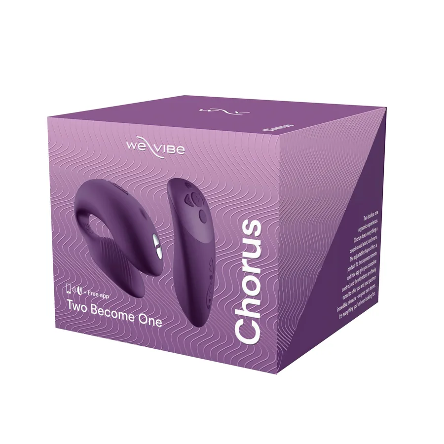 Смарт-вібратор для пар We-Vibe Chorus Purple, сенсорне керування вібраціями стисненням пульта	