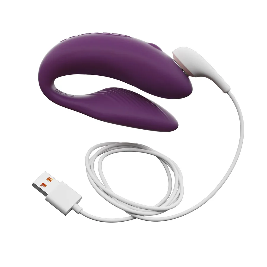 Смарт-вібратор для пар We-Vibe Chorus Purple, сенсорне керування вібраціями стисненням пульта	