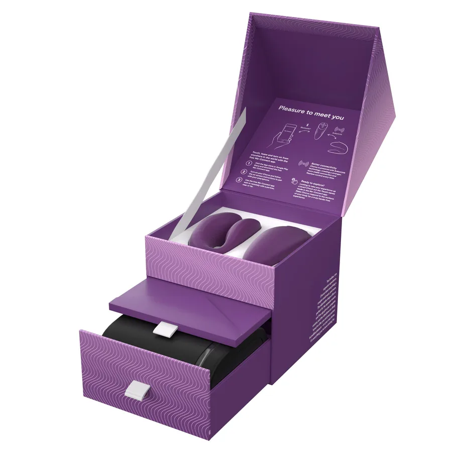 Смарт-вібратор для пар We-Vibe Chorus Purple, сенсорне керування вібраціями стисненням пульта	