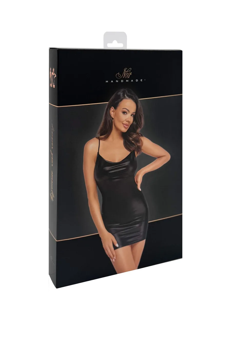 Платье Noir Handmade F307 Mirage, XXL, black, мини, под латекс, открытая спина, декор из стразов