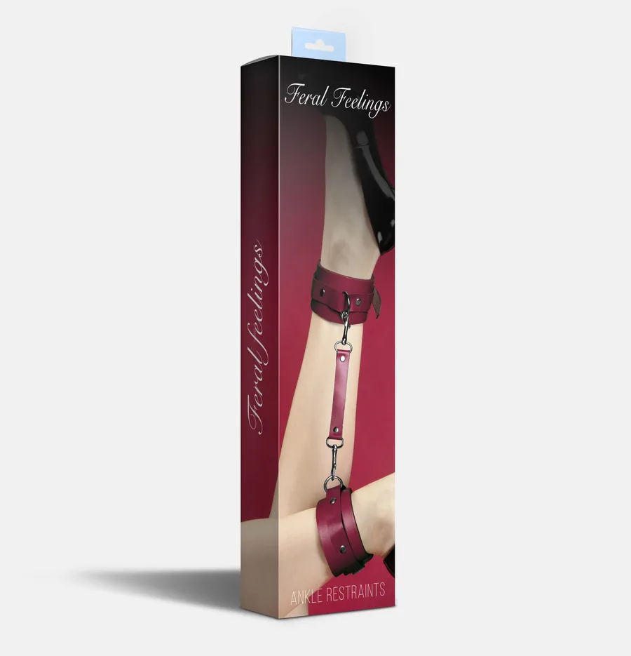 Поножи Feral Feelings – Ankle Restraints Burgundy , натуральная кожа