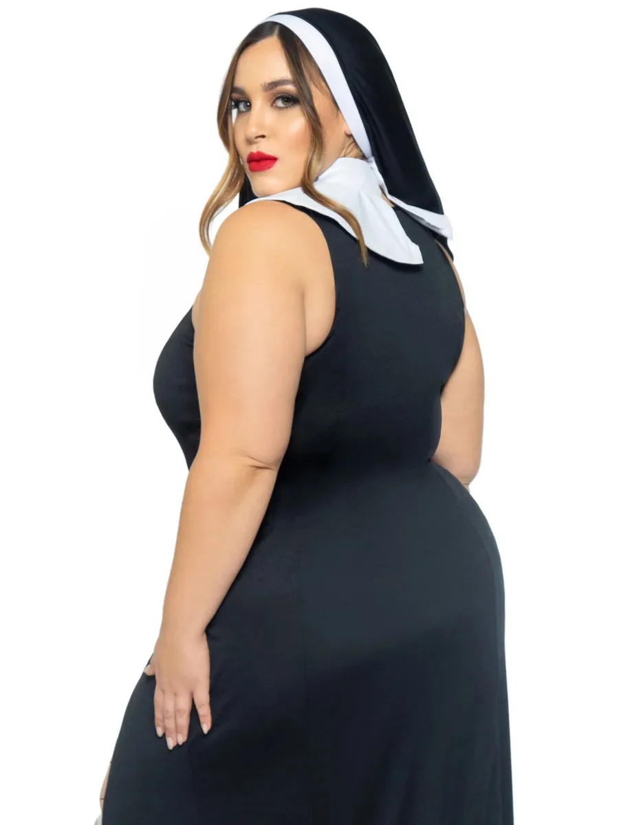 Костюм монашки-грешницы Leg Avenue Sultry Sinner 1X-2X, платье, головной убор, воротник