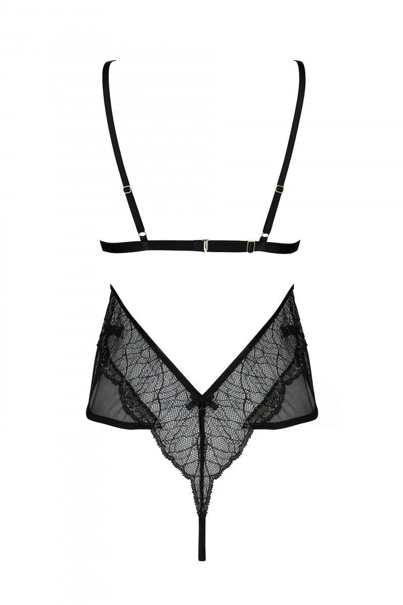Боди Passion AMBERLY BODY black, L/XL, открытая спина, низ стринги