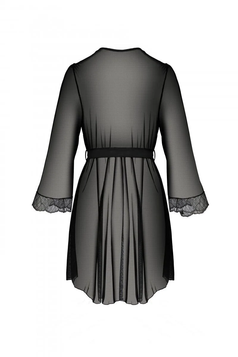 Пеньюар Passion AMBERLY PEIGNOIR black, XXL/XXXL, пояс у комплекті