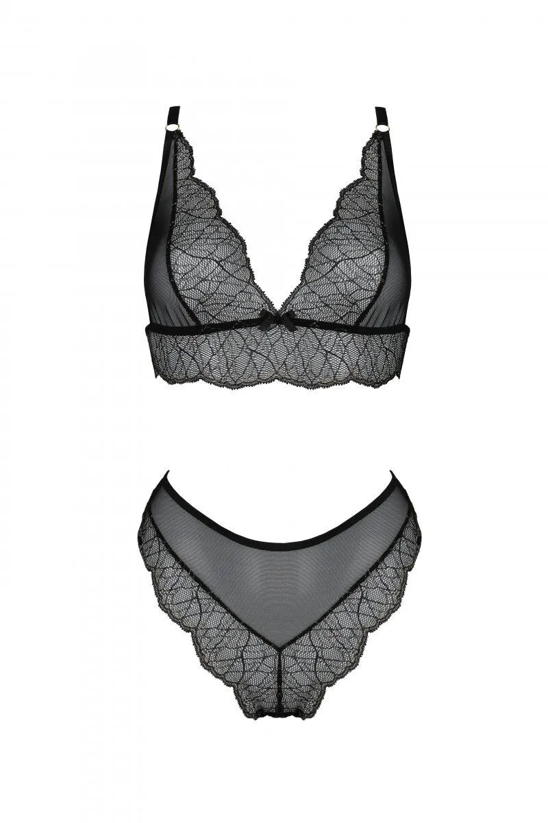 Комплект Passion AMBERLY SET black, S/M, бралет і трусики бразиліана