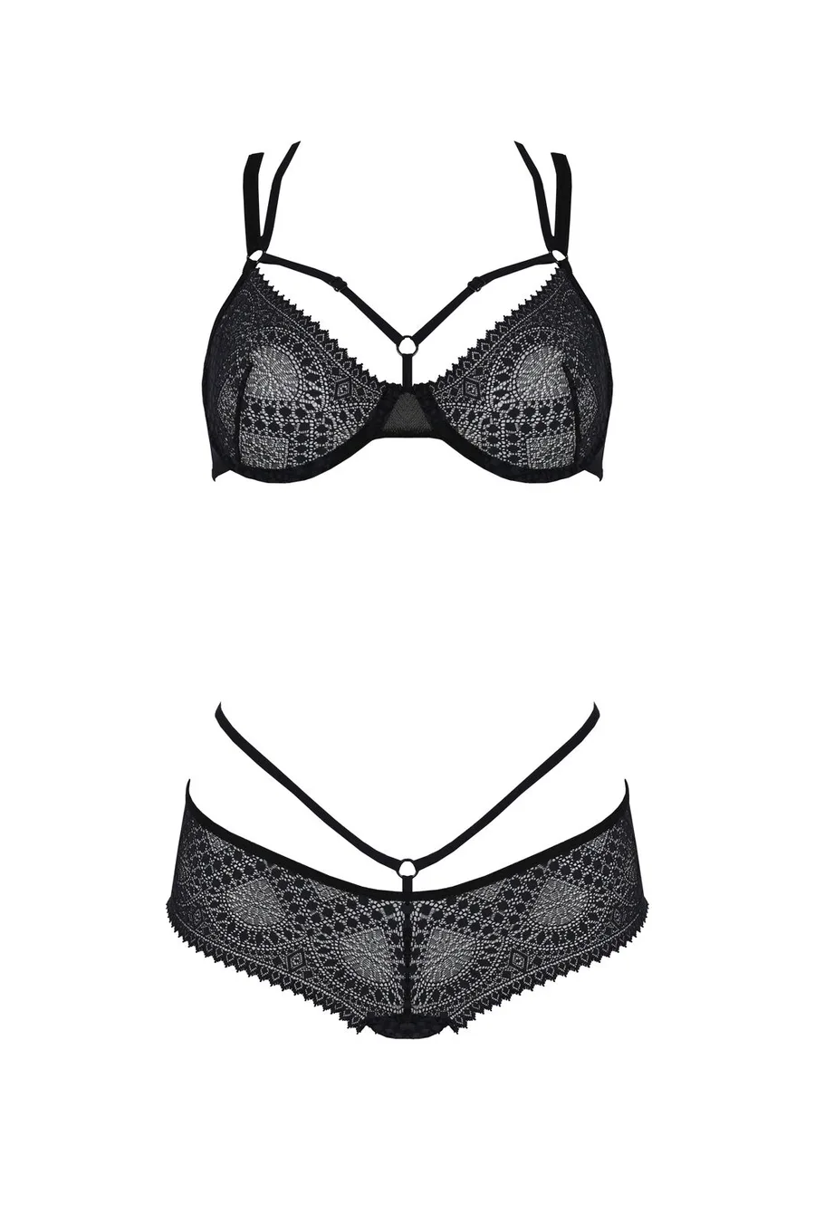 Комплект Passion DROSERA BIKINI black, L/XL, бюстгальтер и трусики-кюлоты