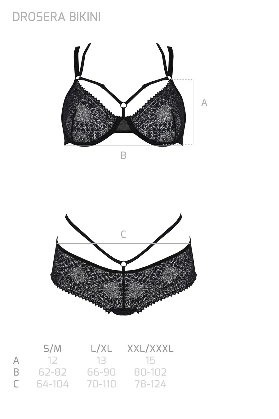 Комплект Passion DROSERA BIKINI black, S/M, бюстгальтер и трусики-кюлоты