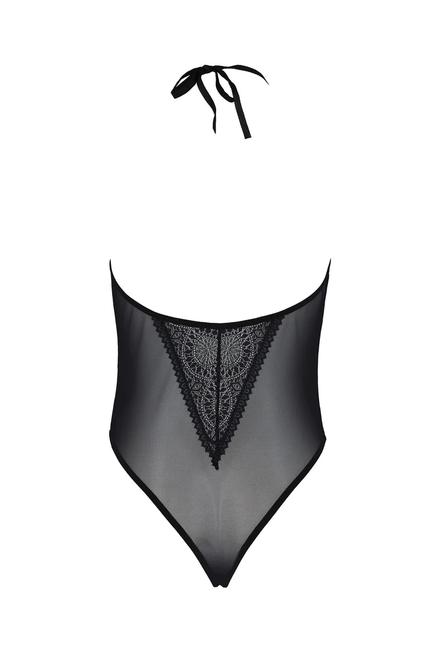 Боди Passion DROSERA BODY black, S/M, высокие вырезы, верх на завязках
