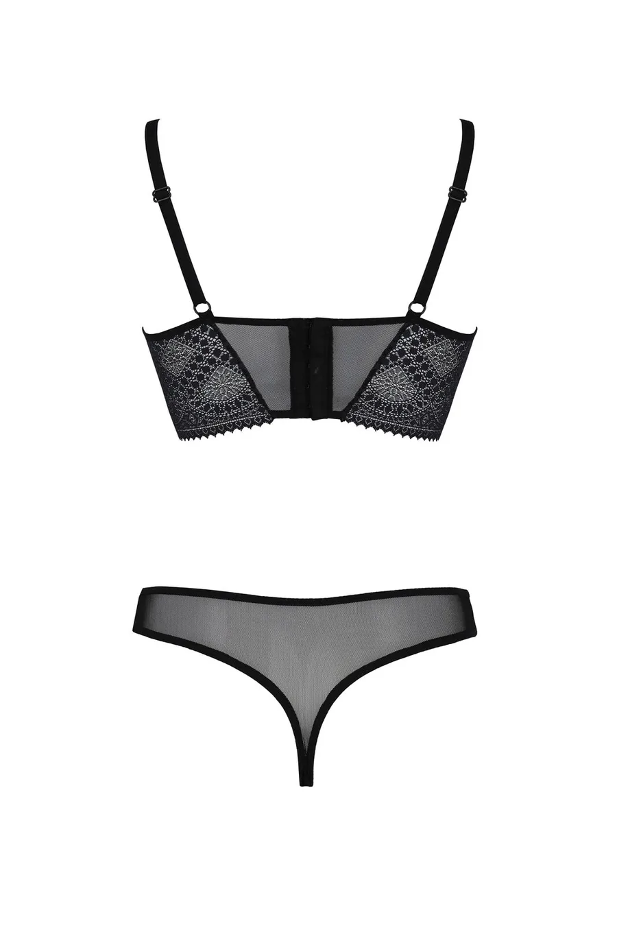 Комплект Passion DROSERA SET black, XXL/XXXL, сітка+мереживо, бюстьє та трусики танга