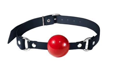 Кляп силіконовий Feral Feelings Silicon Ball Gag Black/Red, чорний ремінець, червона кулька