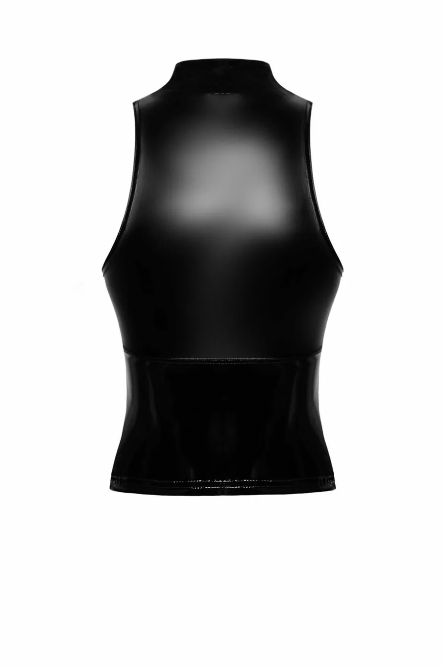 Топ Noir Handmade F324 Glam, 3XL, black, халтер, на молнии, виниловые вставки, воротник-стойка