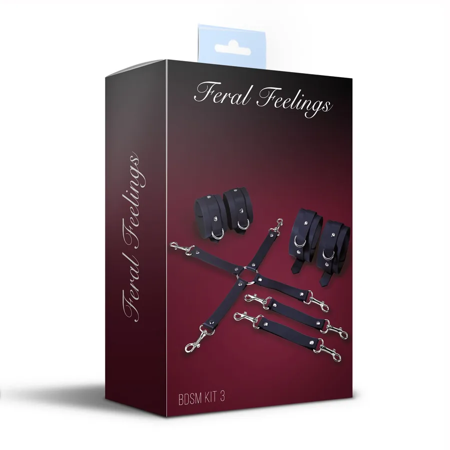 Набір для БДСМ Feral Feelings BDSM Kit 3 Black, наручники, поножі, хрестовина