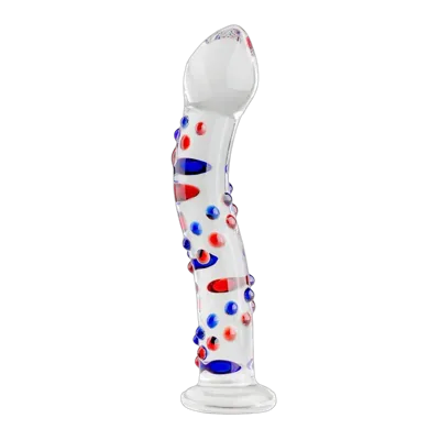 Стеклянный дилдо с изгибами и рисунком Gildo Glass Dildo No. 3