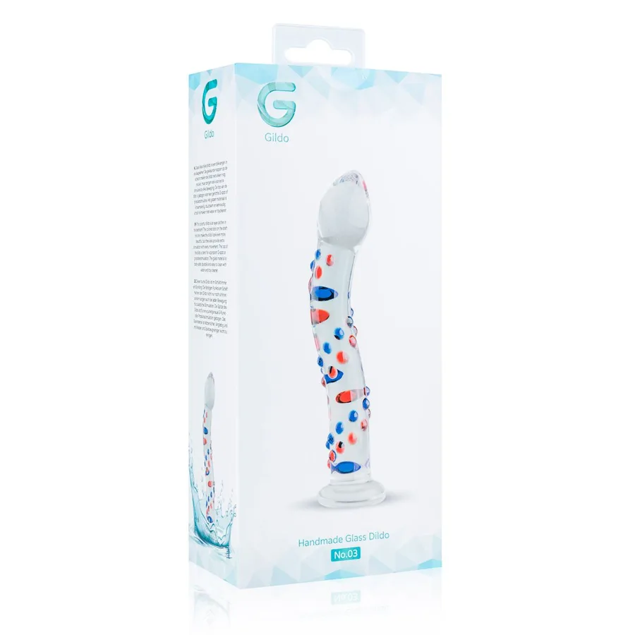 Стеклянный дилдо с изгибами и рисунком Gildo Glass Dildo No. 3