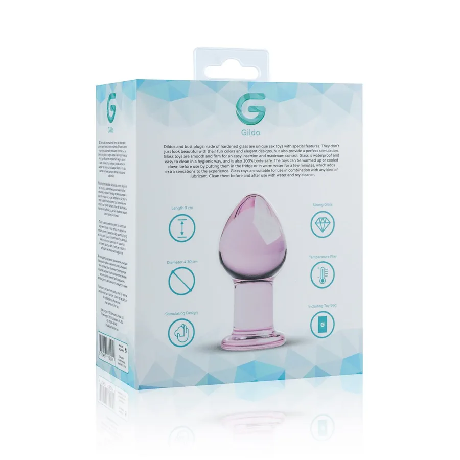 Рожева анальна пробка зі скла Gildo Pink Glass Buttplug No. 27