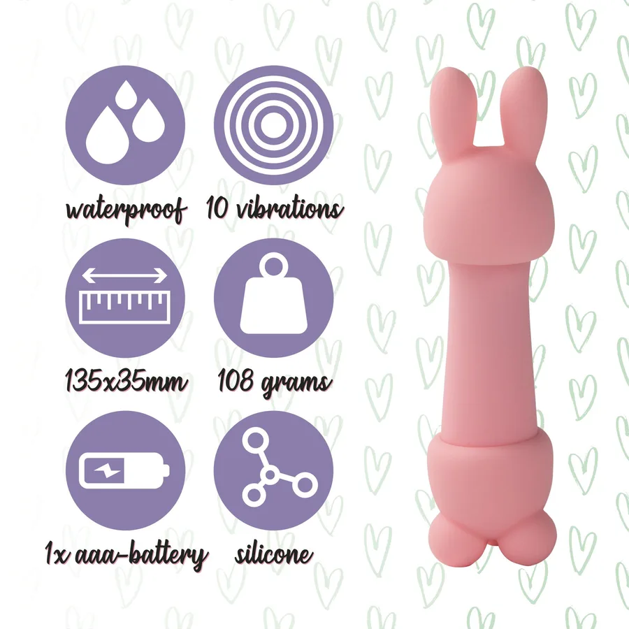 Мінівібратор FeelzToys Mister Bunny Pink з двома насадками