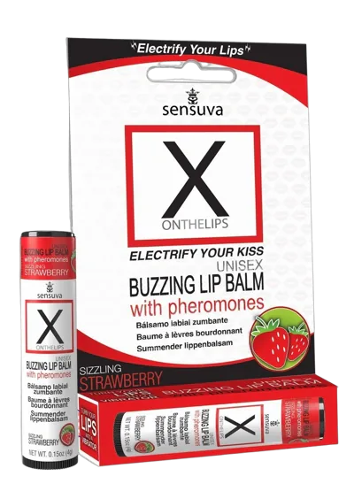 Стимулирующий бальзам для губ унисекс Sensuva – X on the Lips Strawberry с феромонами, клубника