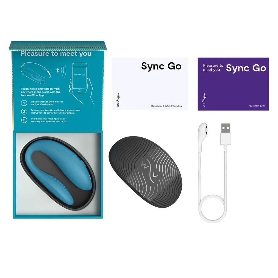 Смарт-вибратор для пар We-Vibe Sync GO Turquoise, тревел-кейс