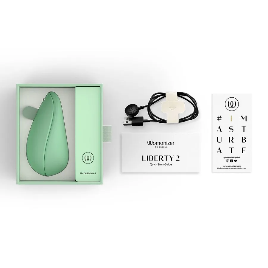 Вакуумний кліторальний стимулятор Womanizer Liberty 2 Sage, 8 режимів, магнітна кришечка