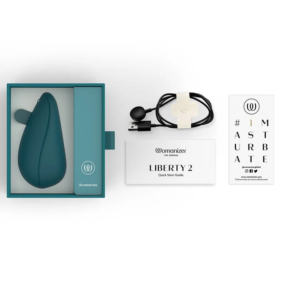 Вакуумный клиторальный стимулятор Womanizer Liberty 2 Dark Petrol, 8 режимов, магнитная крышечка