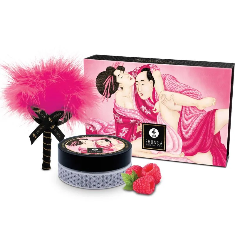 Смачна пудра для оральних пестощів Shunga Body Powder Raspberry feeling, 75 г, аромат малини