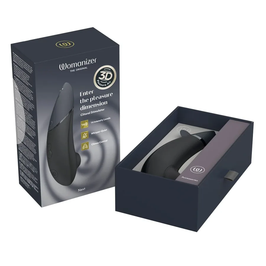 Вакуумний кліторальний стимулятор Womanizer Next Black, 3D Pleasure Air, 14 рівнів інтенсивності