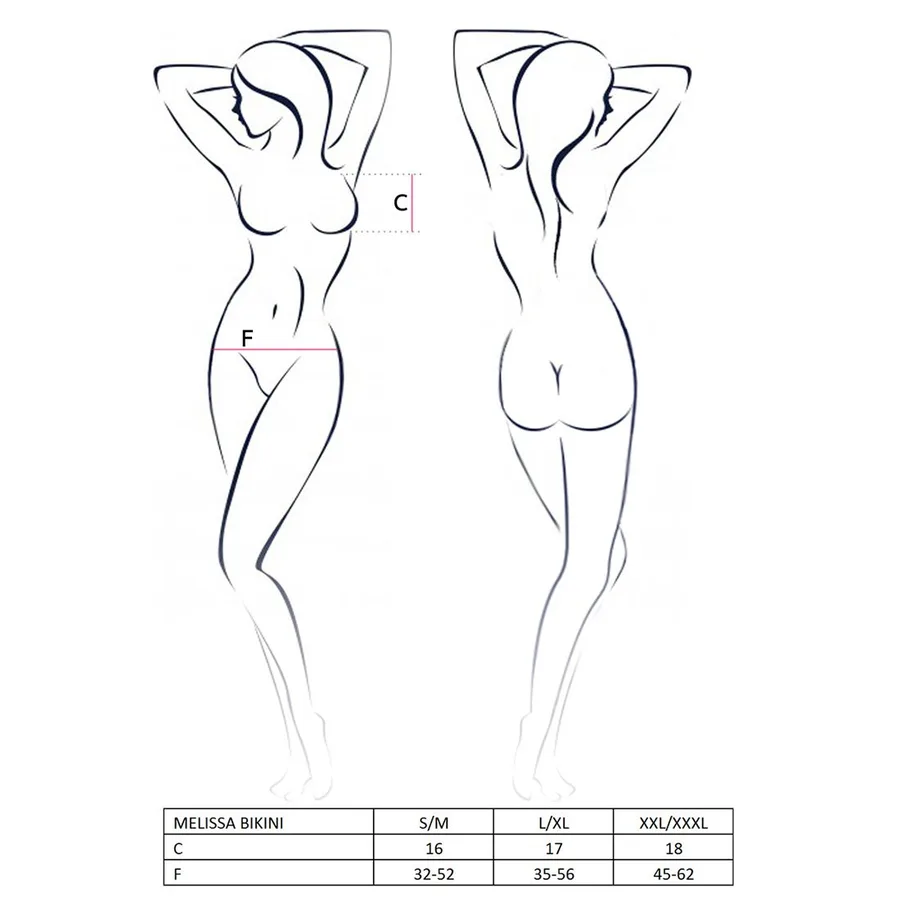Комплект белья Passion MELISSA BIKINI XXL/XXXL, black, лиф со шнуровкой и трусики-стринги