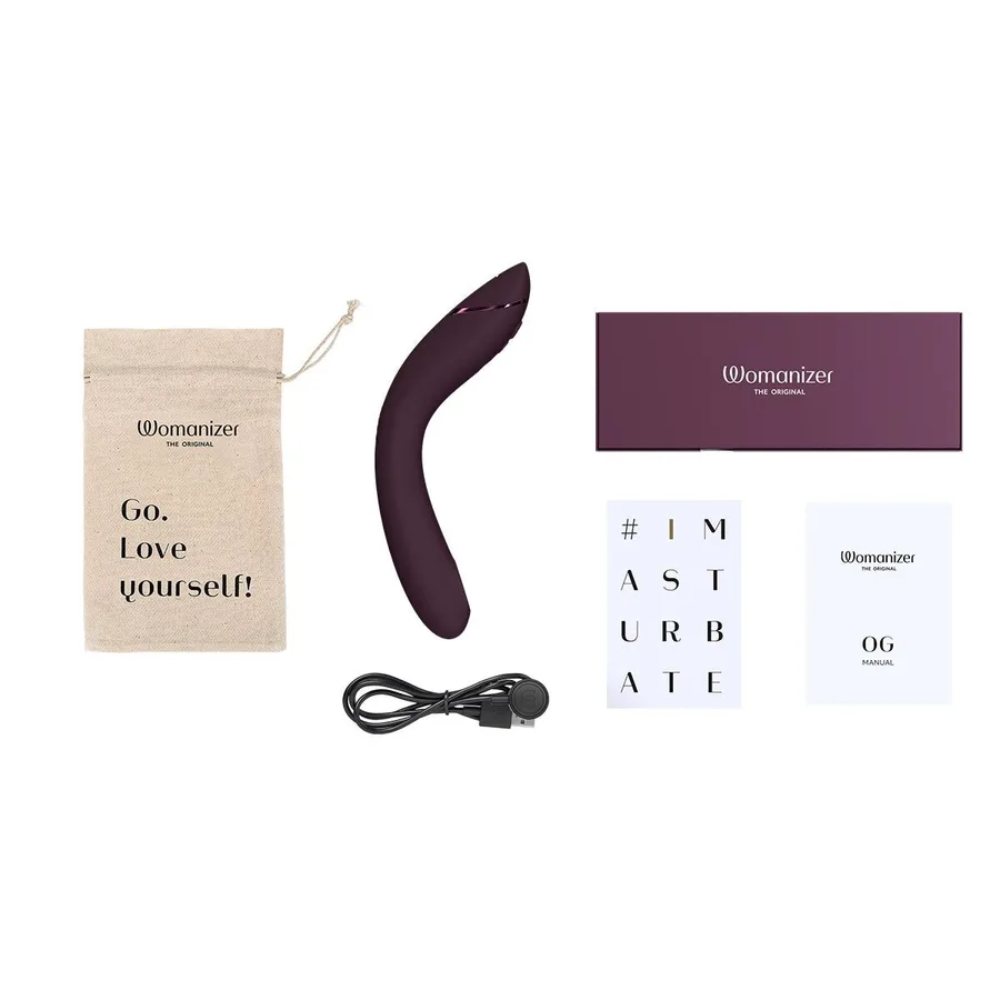 Вакуумный стимулятор для точки G и клитора с вибрацией Womanizer OG Aubergine, 12 уровней, 3 режима