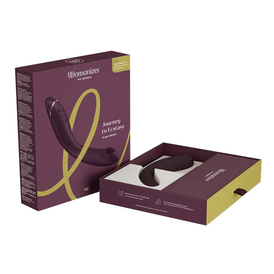 Вакуумный стимулятор для точки G и клитора с вибрацией Womanizer OG Aubergine, 12 уровней, 3 режима