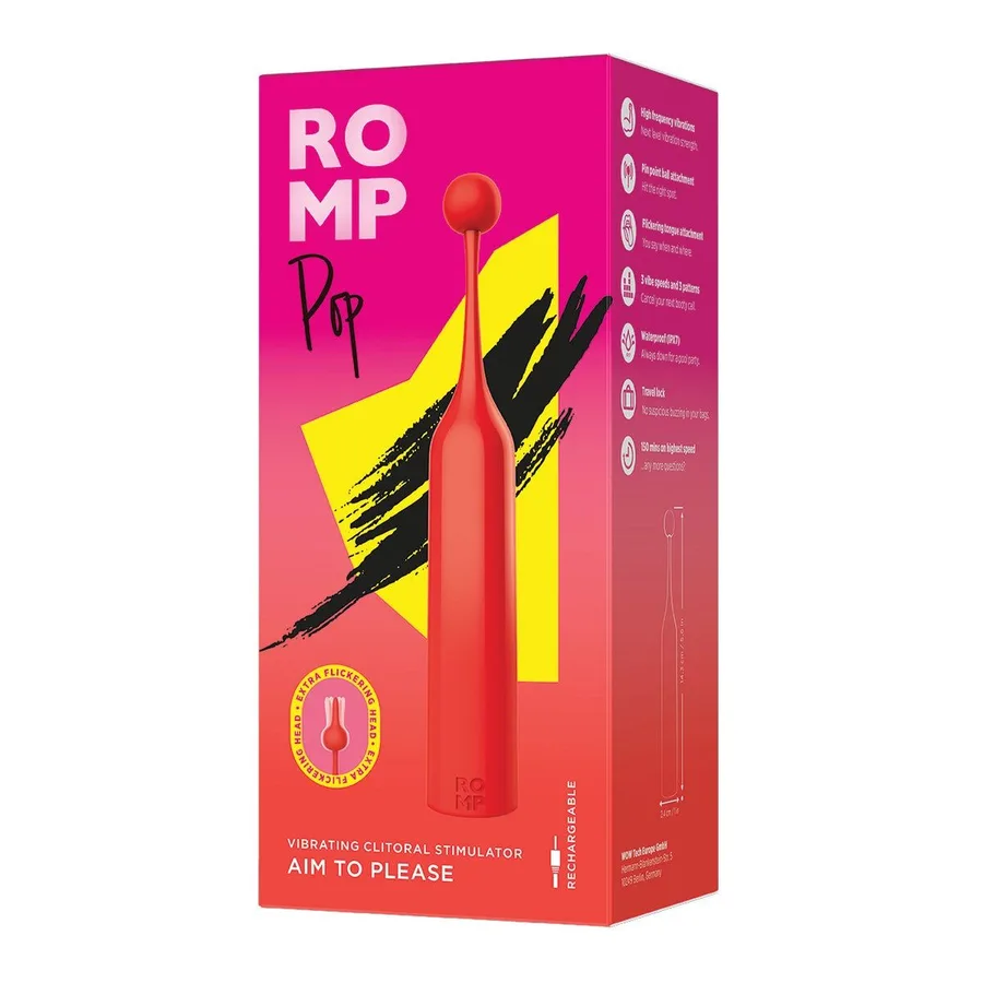 Клиторальный стимулятор Romp Pop, съемная насадка, высокочастотный