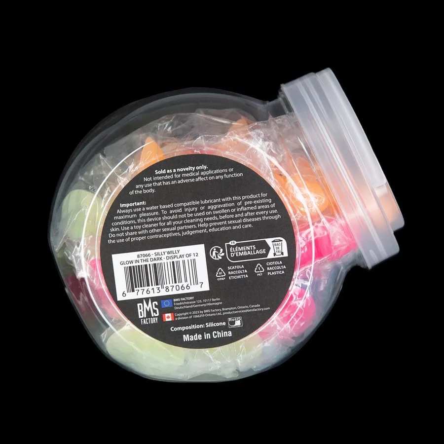 Набір фалоімітаторів ADDICTION Silly Willy Glow in the Dark, 4 кольори, 12 шт, світяться в темряві