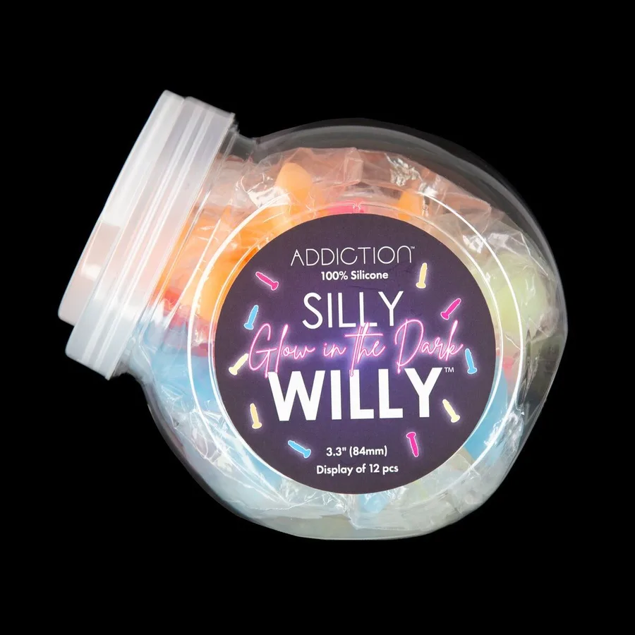 Набір фалоімітаторів ADDICTION Silly Willy Glow in the Dark, 4 кольори, 12 шт, світяться в темряві