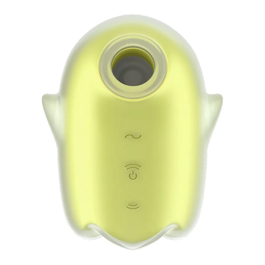 Вакуумний кліторальний стимулятор з вібрацією Satisfyer Glowing Ghost Yellow, світиться в темряві
