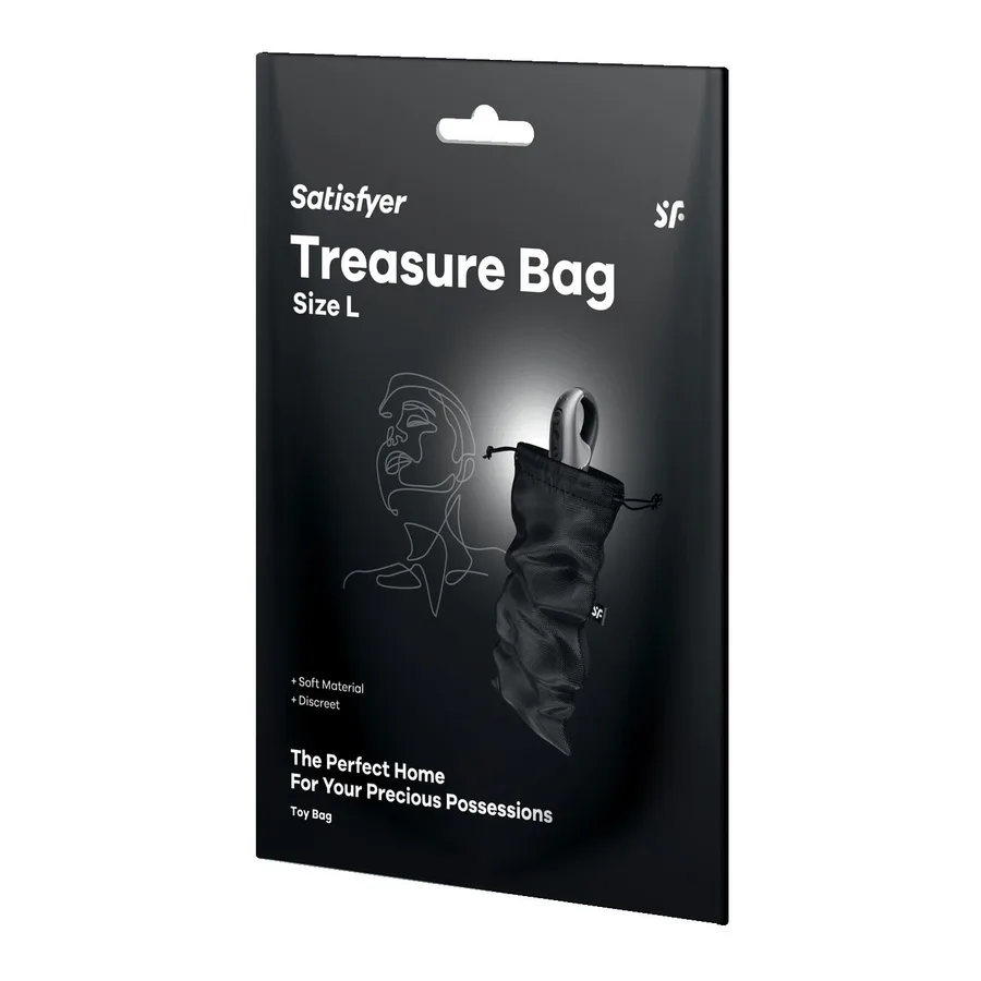 Мешочек для секс-игрушек Satisfyer Treasure Bag L, черный, на шнурке