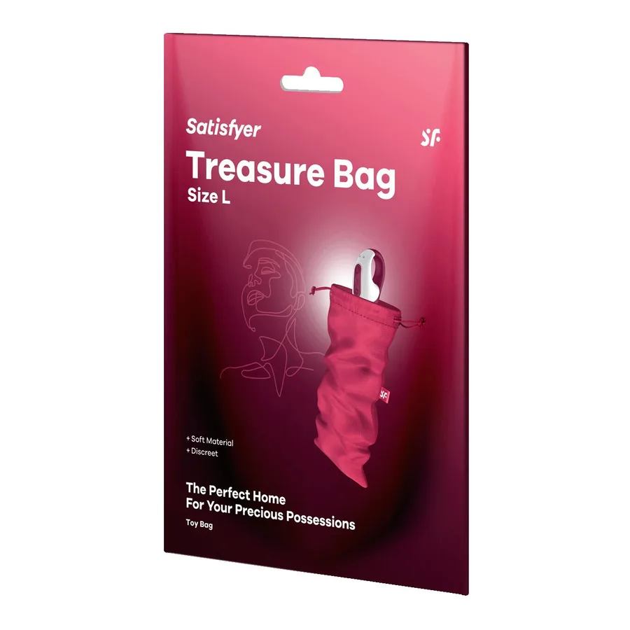 Мішечок для секс-іграшок Satisfyer Treasure Bag L, рожевий, на шнурку