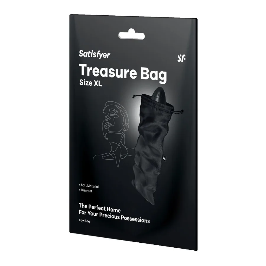 Мешочек для секс-игрушек Satisfyer Treasure Bag XL, черный, на шнурке