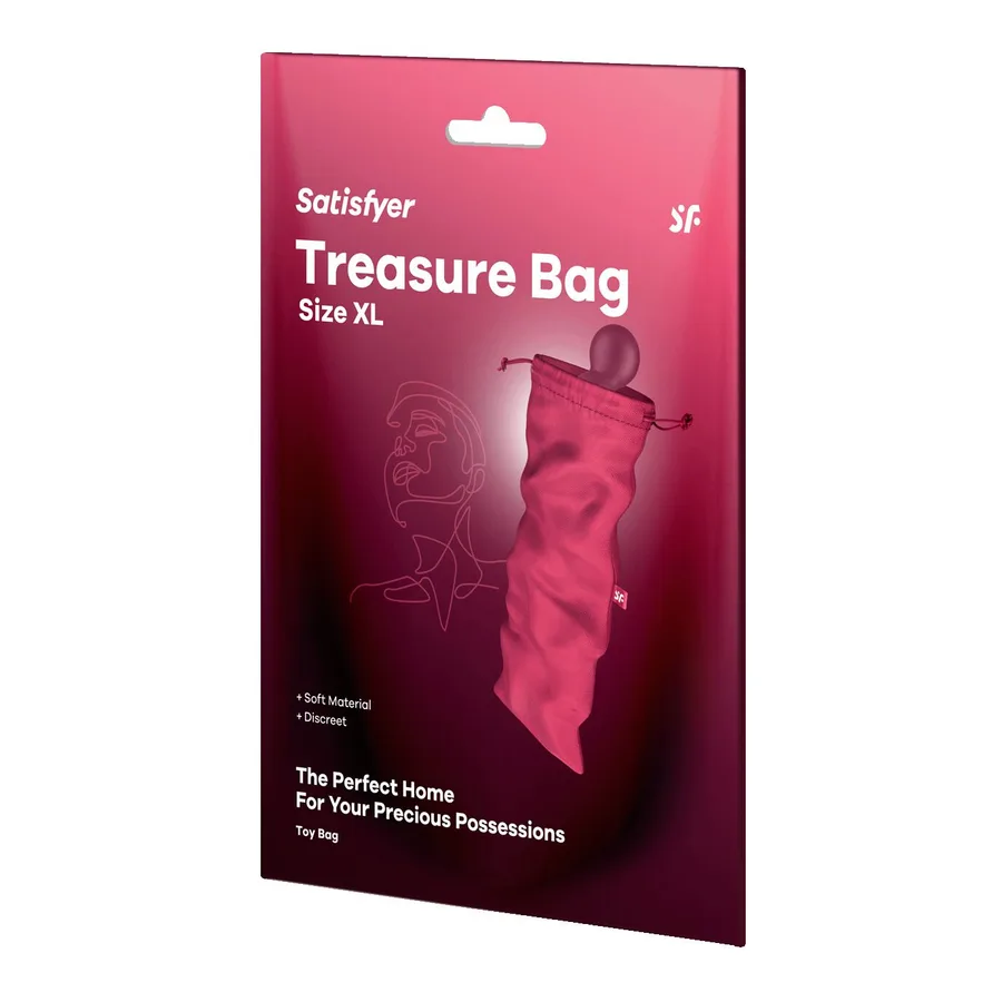Мешочек для секс-игрушек Satisfyer Treasure Bag XL, розовый, на шнурке