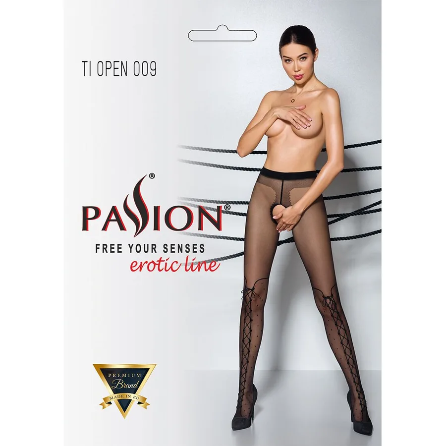 Колготки з відкритим доступом, імітація ботфорт Passion TIOPEN 009 3/4 (20 den), black