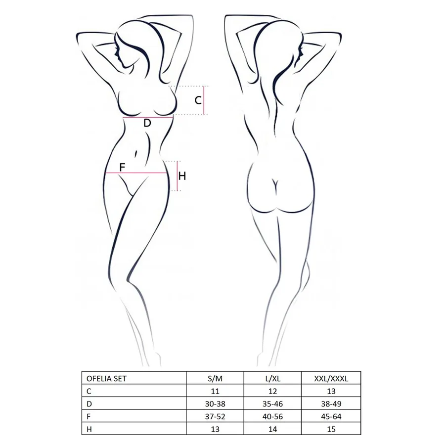 Комплект белья Passion OFELIA SET OpenBra S/M, white, стринги, открытый лиф, широкий пояс