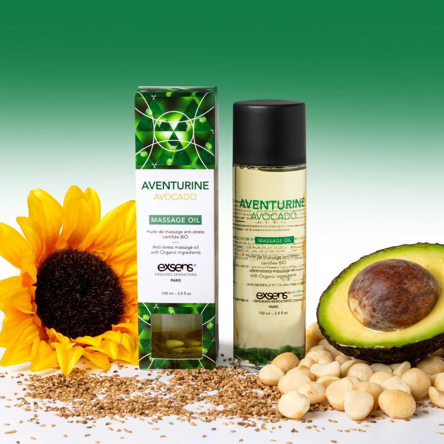 Розпродаж!!! Масажна олія EXSENS Aventurine Avocado (антистрес) 100мл (термін 12.2026)