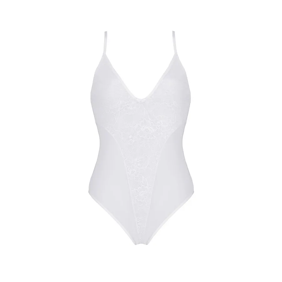 Боди с ажурным декором и открытым шагом Passion URSULA BODY XXL/XXXL, white