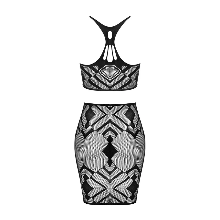 Эротичный полупрозрачный комплект Obsessive K101 top & skirt S/M/L, топ, юбка