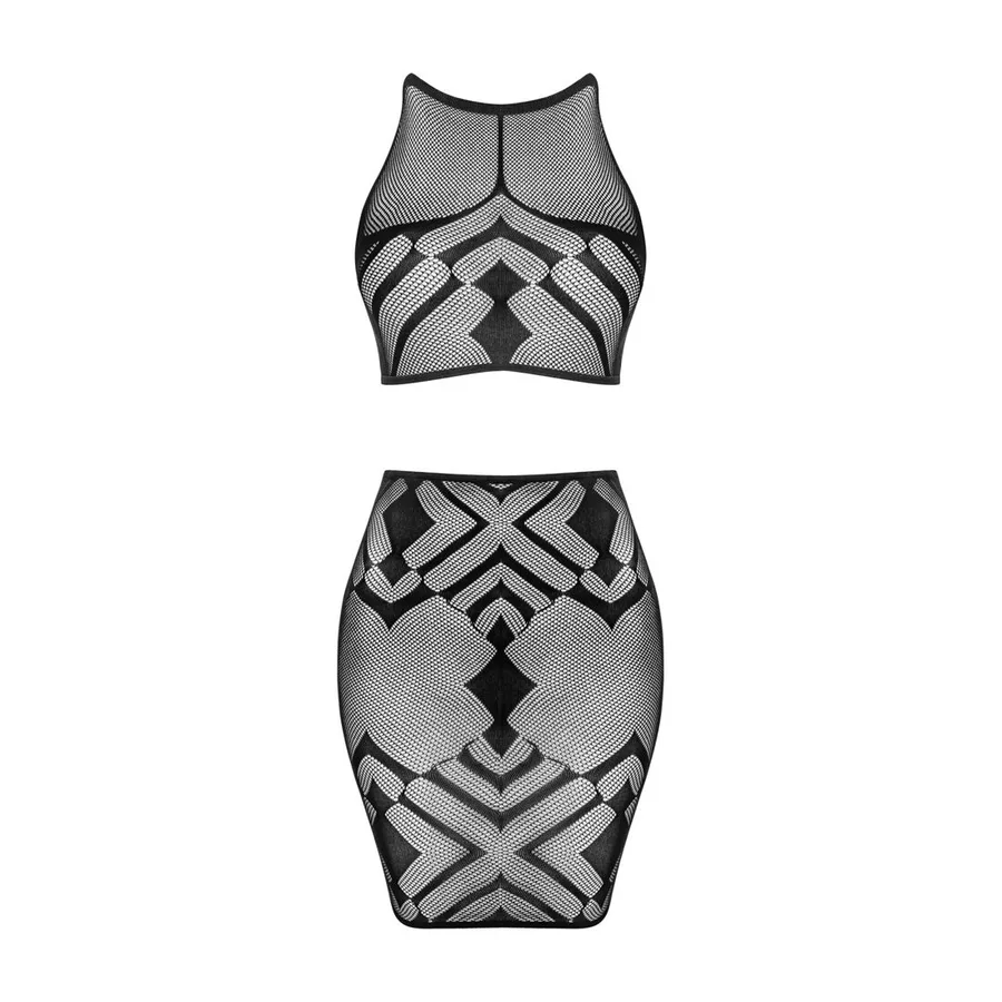 Эротичный полупрозрачный комплект Obsessive K101 top & skirt S/M/L, топ, юбка
