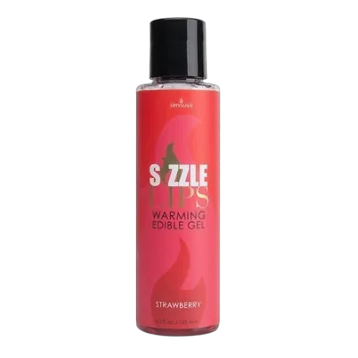 Согревающий массажный гель Sensuva Sizzle Lips Strawberry (125 мл), без сахара, съедобный