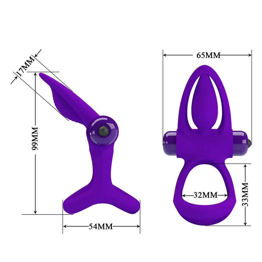Ерекційне кільце Pretty Love VIBRATION COCK RING BI-210306 фіолетове
