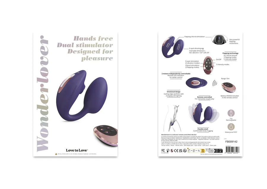 Виброяйцо с вакуумной клиторальной стимуляцией Love To Love Wonderlover MIDNIGHT INDIGO