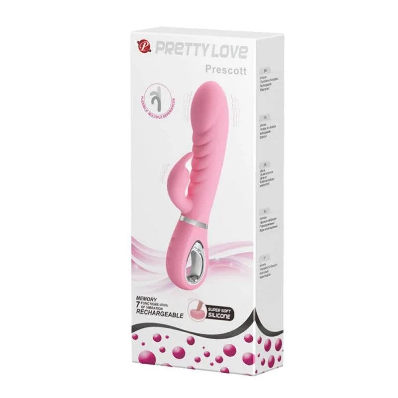 Ребристый вибратор Pretty Love Prescott BI-014635-1, BI-014635 (бледно-розовый)