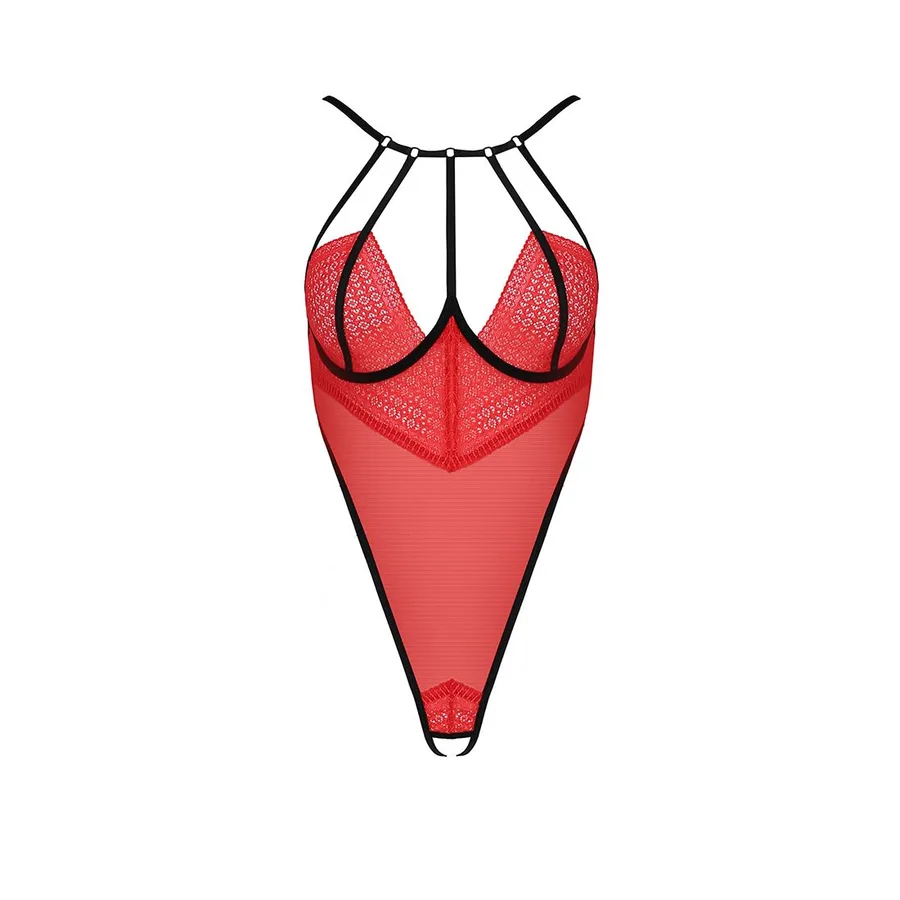 Боді з високим вирізом стегна Passion Exclusive AKITA BODY S/M, red